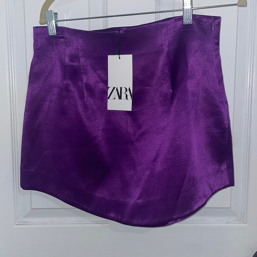 Zara satin purple mini skirt